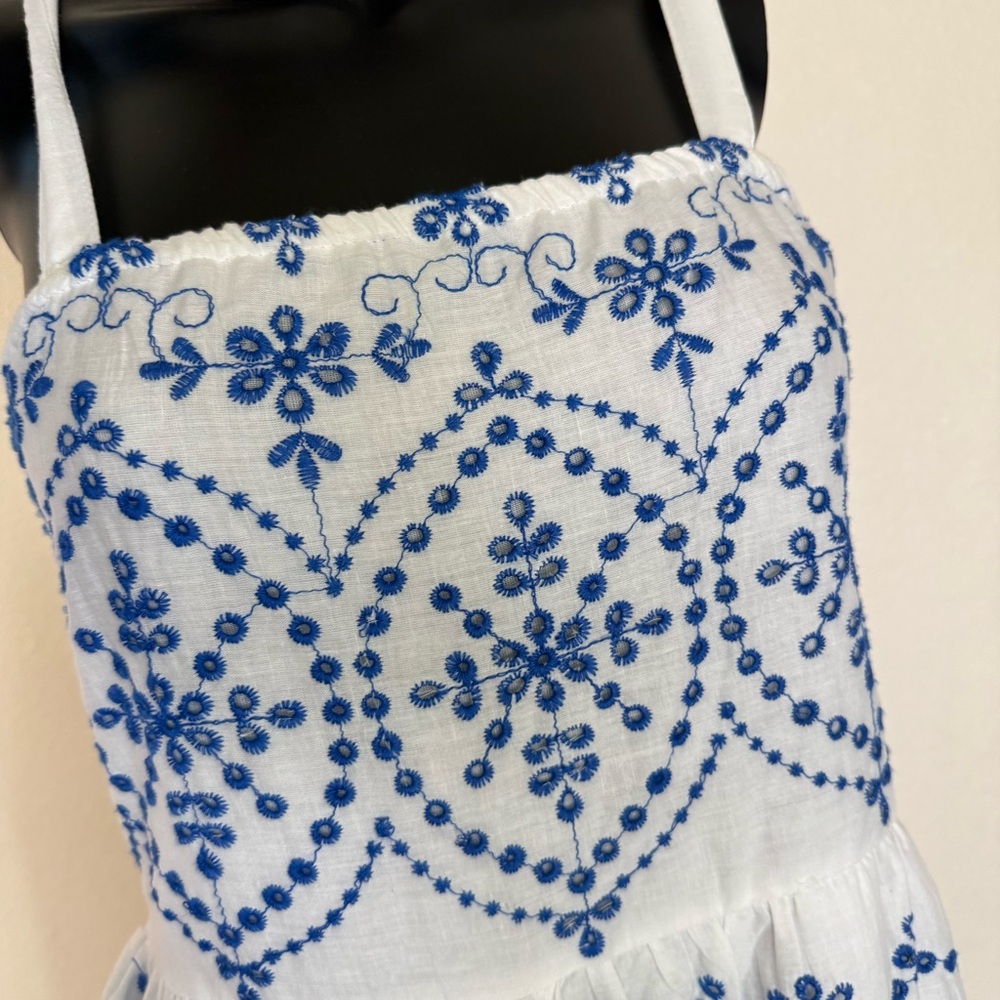 Chic Blue and White Floral Maxi Dress - Picture 9 of 14